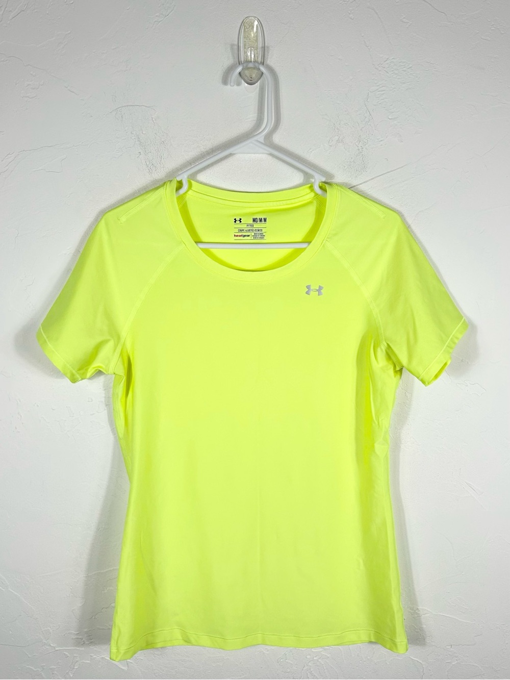 Under Armour HeatGear Fitted Short Sleeve Workout Tee Shirt Neon Chartreuse